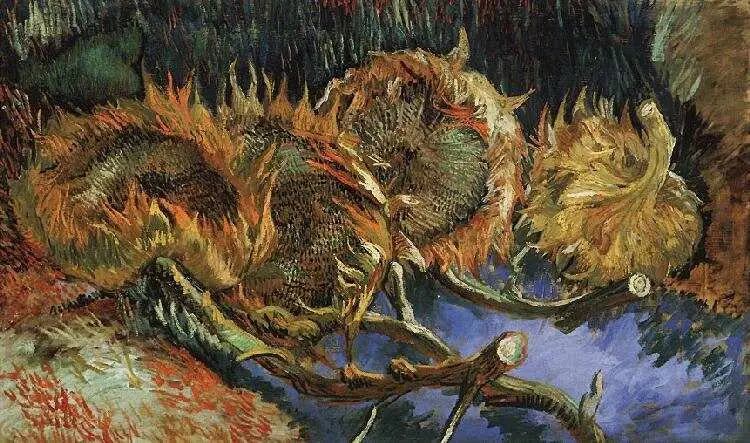 Reproduction du tableau « Quatre tournesols fanés - Vincent van Gogh » par Alpha Reproduction en peinture à l’huile