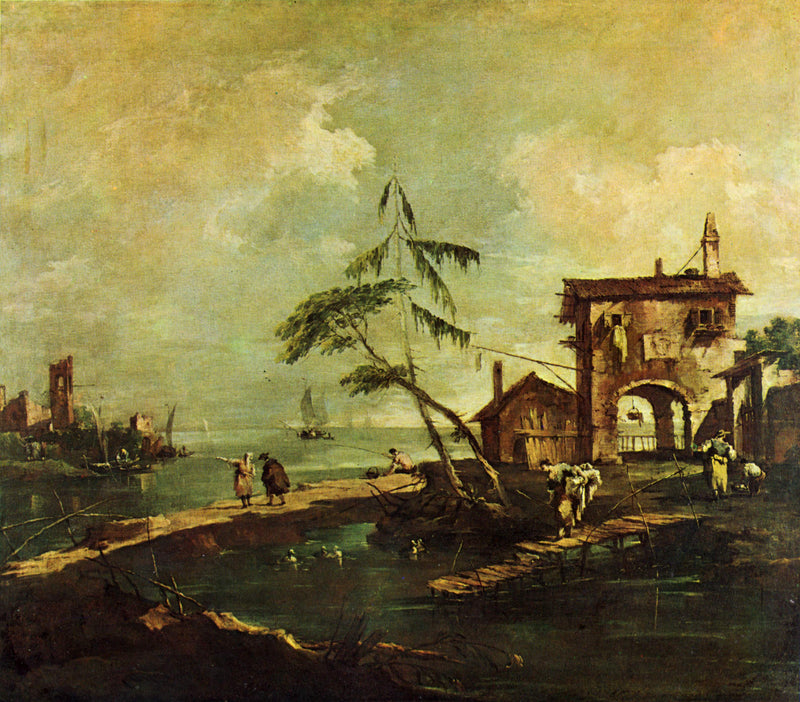Lagün kıyısında rustik evle Capriccio - Francesco Guardi