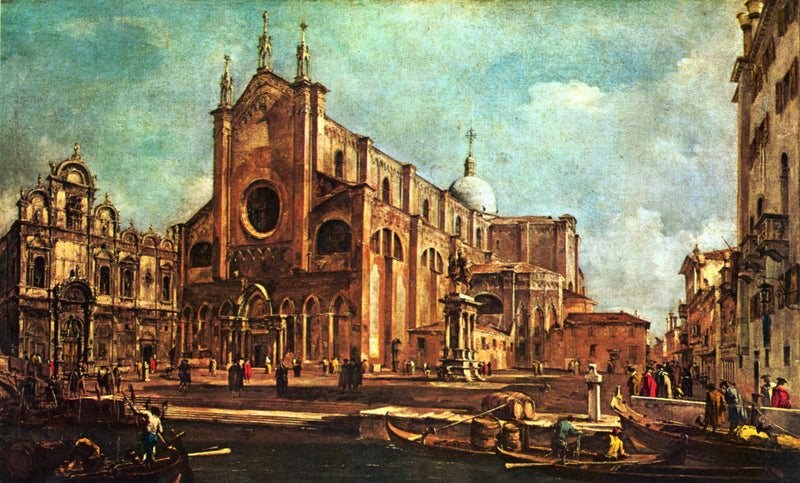 Venedik'teki Santi Giovanni ve Paolo Kilisesi Meydanı ve Saint Mark Okulu - Francesco Guardi
