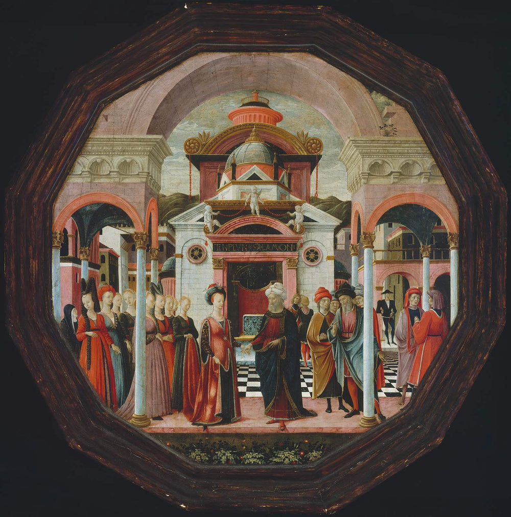 La rencontre de Salomon et de la reine de Saba ; un chérubin tenant des cornes d'abondance de cerises (recto et verso) - Francesco del Cossa