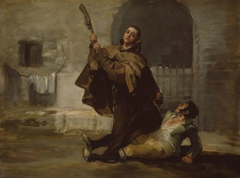 Kardeş Pedro, El Maragato'yu tüfeğin dipçiğiyle vuruyor - Francisco de Goya