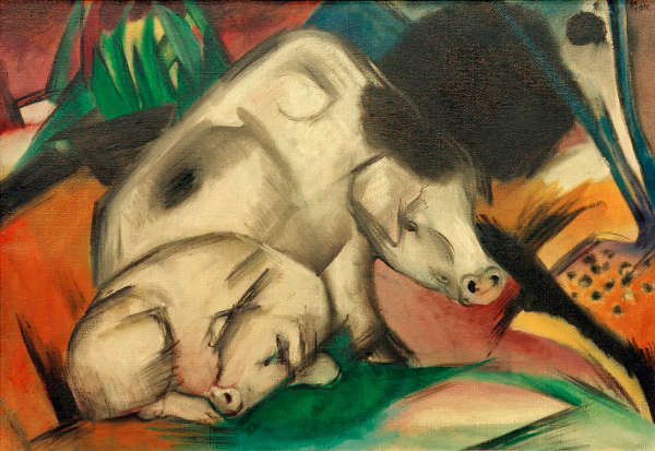 Reproduction du tableau « Cochons - Franz Marc » par Alpha Reproduction en peinture à l’huile
