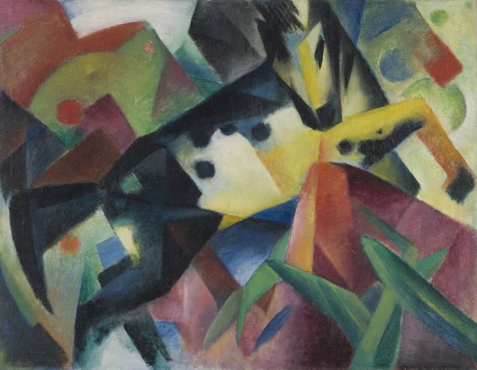 Reproduction du tableau « Cheval bondissant - Franz Marc » par Alpha Reproduction en peinture à l’huile