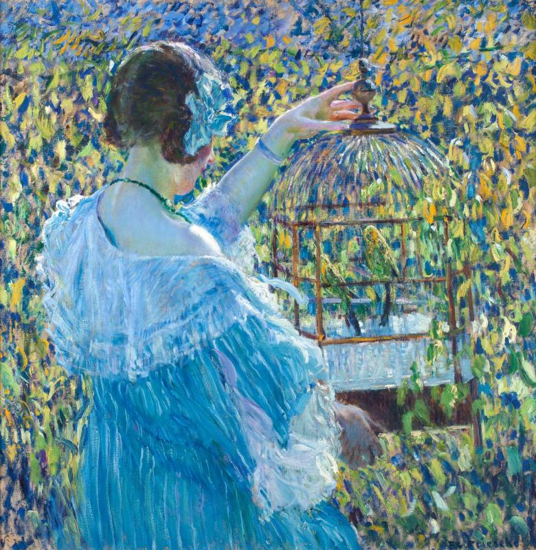 La cage à oiseaux - Frederick Carl Frieseke