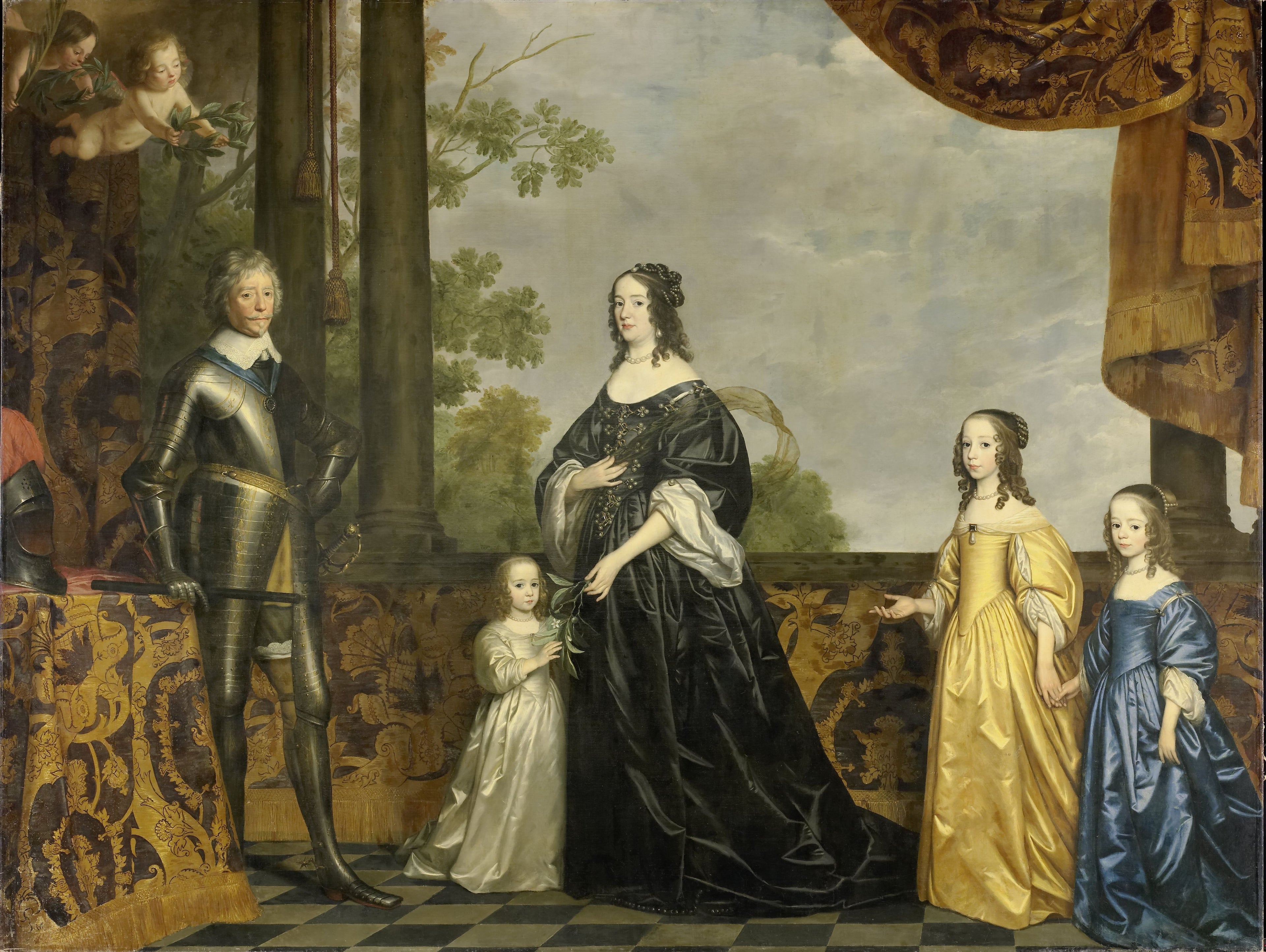Frédéric-Henri (1584-1647), prince d'Orange, son épouse Amélie van Solms (1602-1675) et leurs trois plus jeunes filles, Albertine Agnès (1634-1696), Henriette Catharine (1637-1708) et Marie (1642-1688) - Gerrit van Honthorst