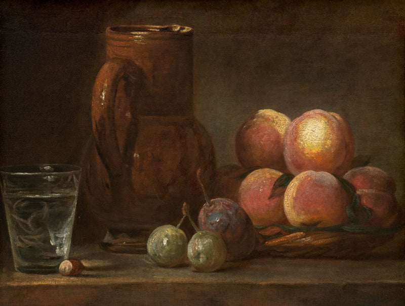 Meyveler, bir sürahi ve bir bardak - Jean Simeón Chardin