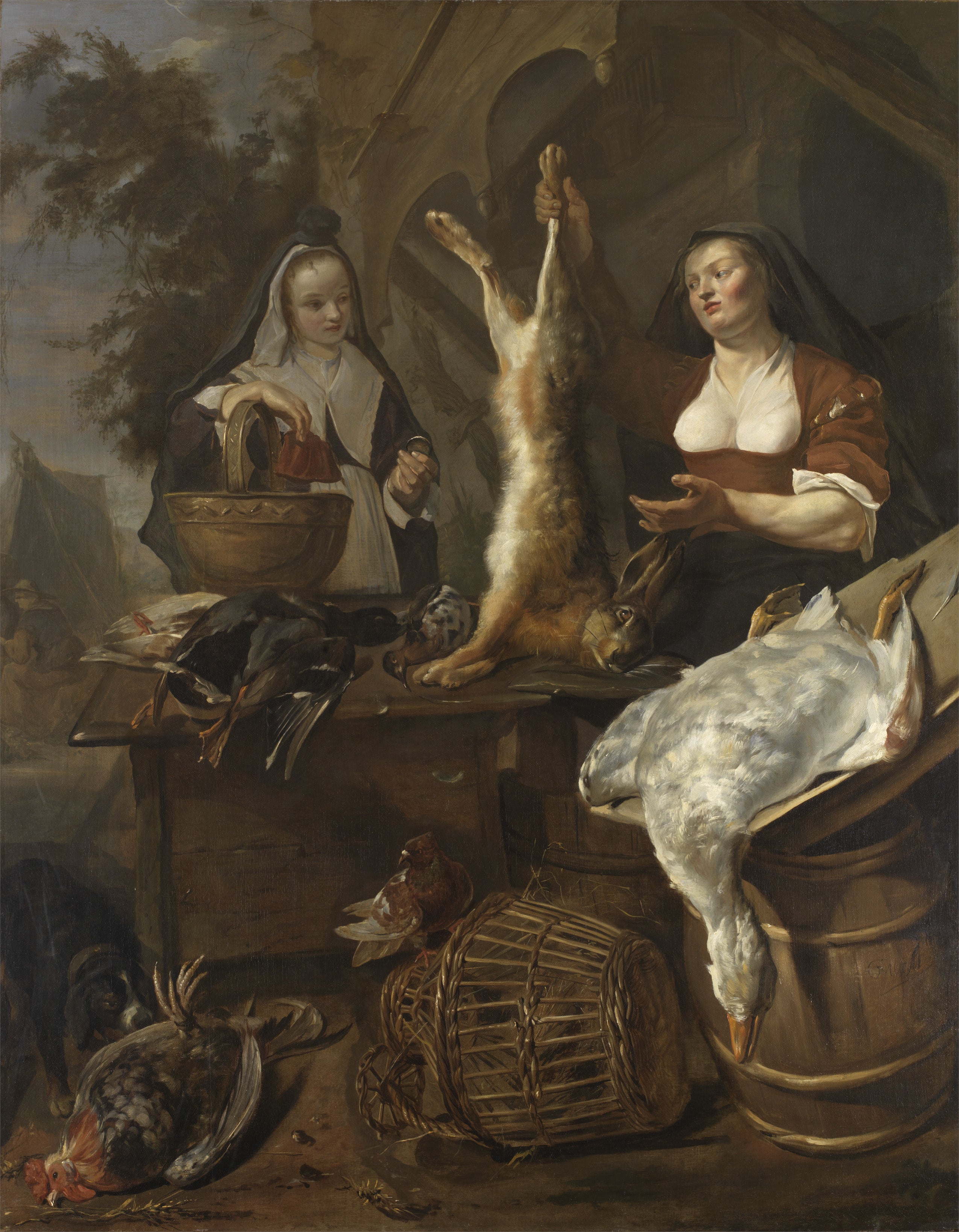 Une femme vend du gibier sur un étal - Gabriel Metsu