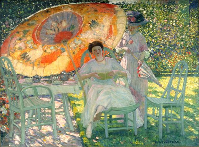 Le parasol de jardin - Frederick Carl Frieseke