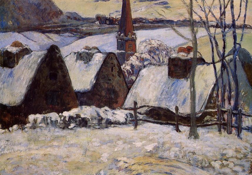 Reproduction du tableau « Village breton sous la neige - Paul Gauguin » par Alpha Reproduction en peinture à l’huile