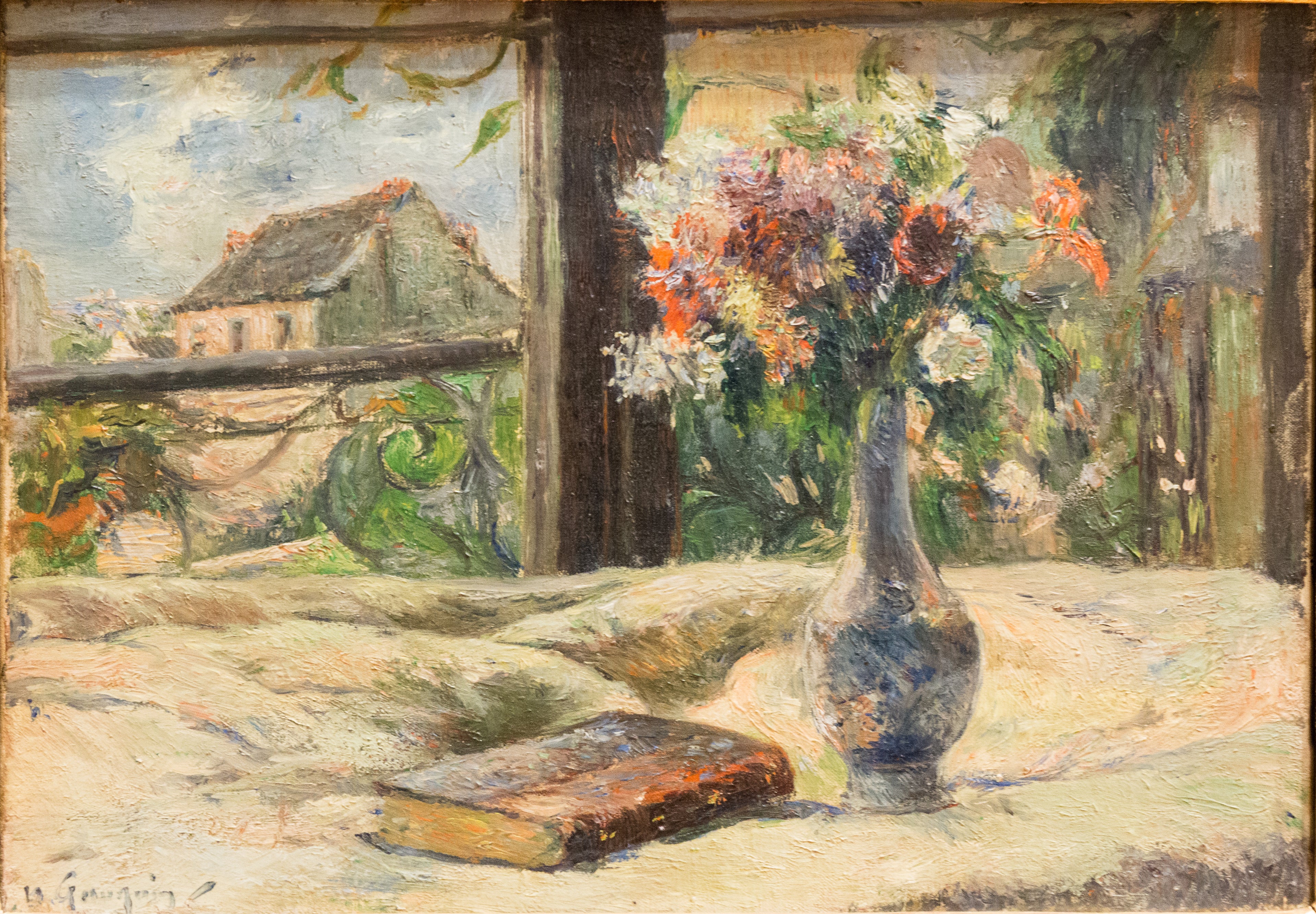 Natürmort. Penceredeki Çiçek Vazosu - Paul Gauguin