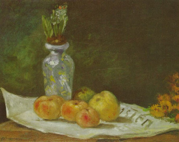 Reproduction du tableau « Jacinthe et pommes sur un journal - Paul Gauguin » par Alpha Reproduction en peinture à l’huile