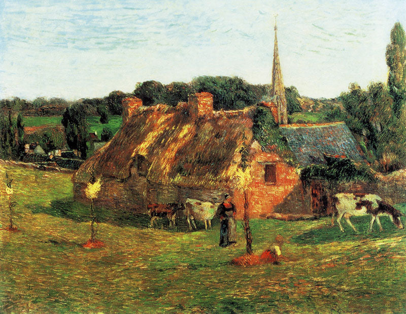 Reproduction du tableau « Le Champs de Lolichon et l'église de Pont-Aven - Paul Gauguin » par Alpha Reproduction en peinture à l’huile