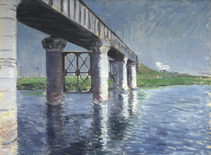 Seine Nehri ve Argenteuil Demiryolu Köprüsü - Gustave Caillebotte