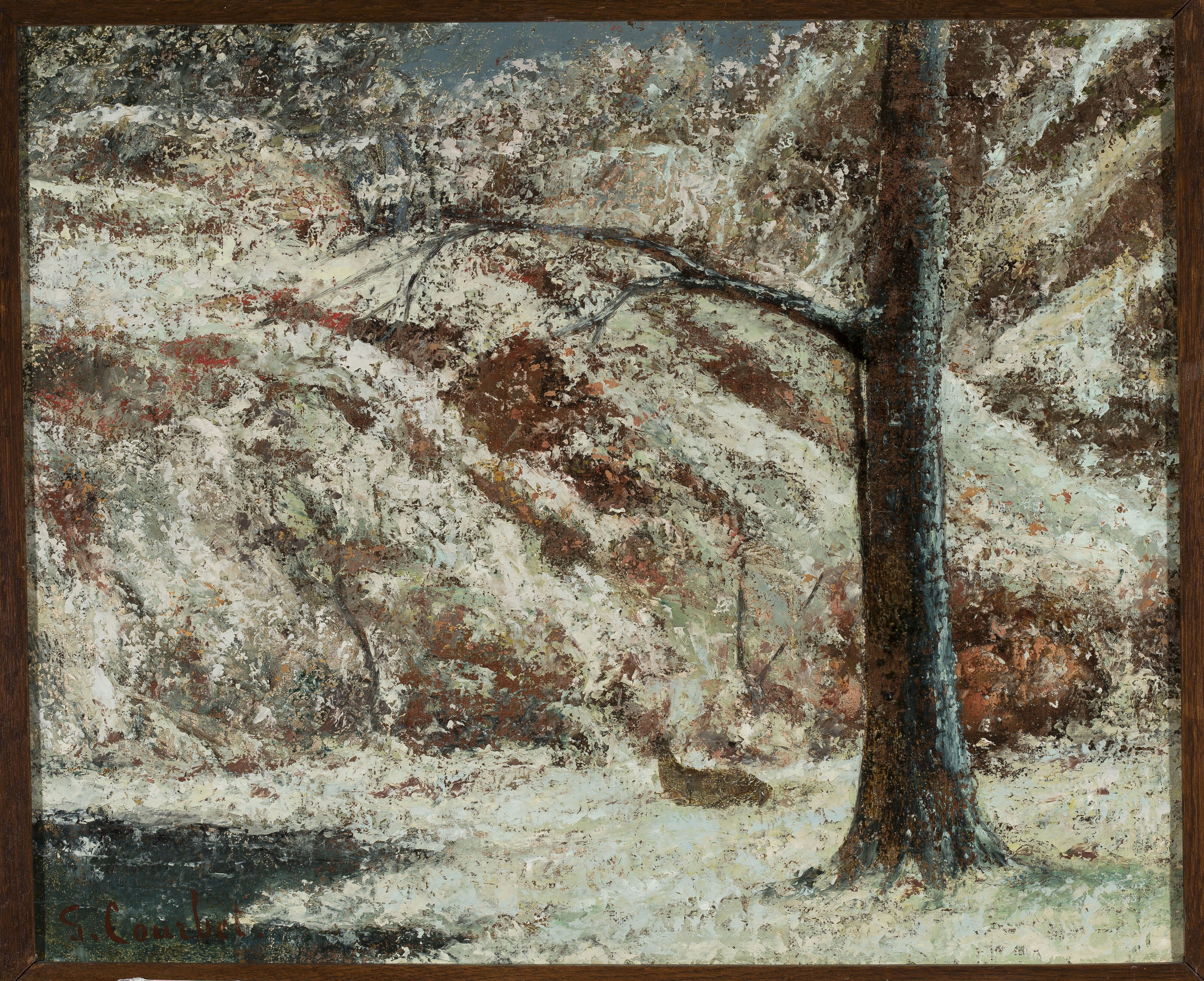 Faon dans la neige dans les bois - Gustave Courbet