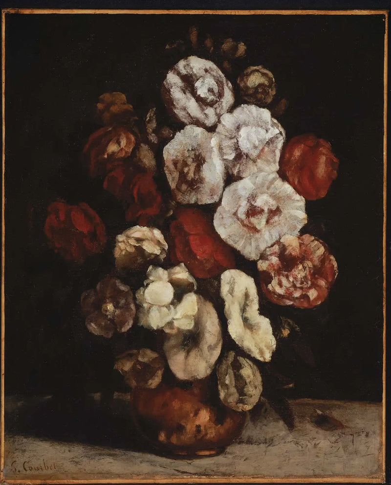 Bakır kâsede trambüsyon gülleri - Gustave Courbet