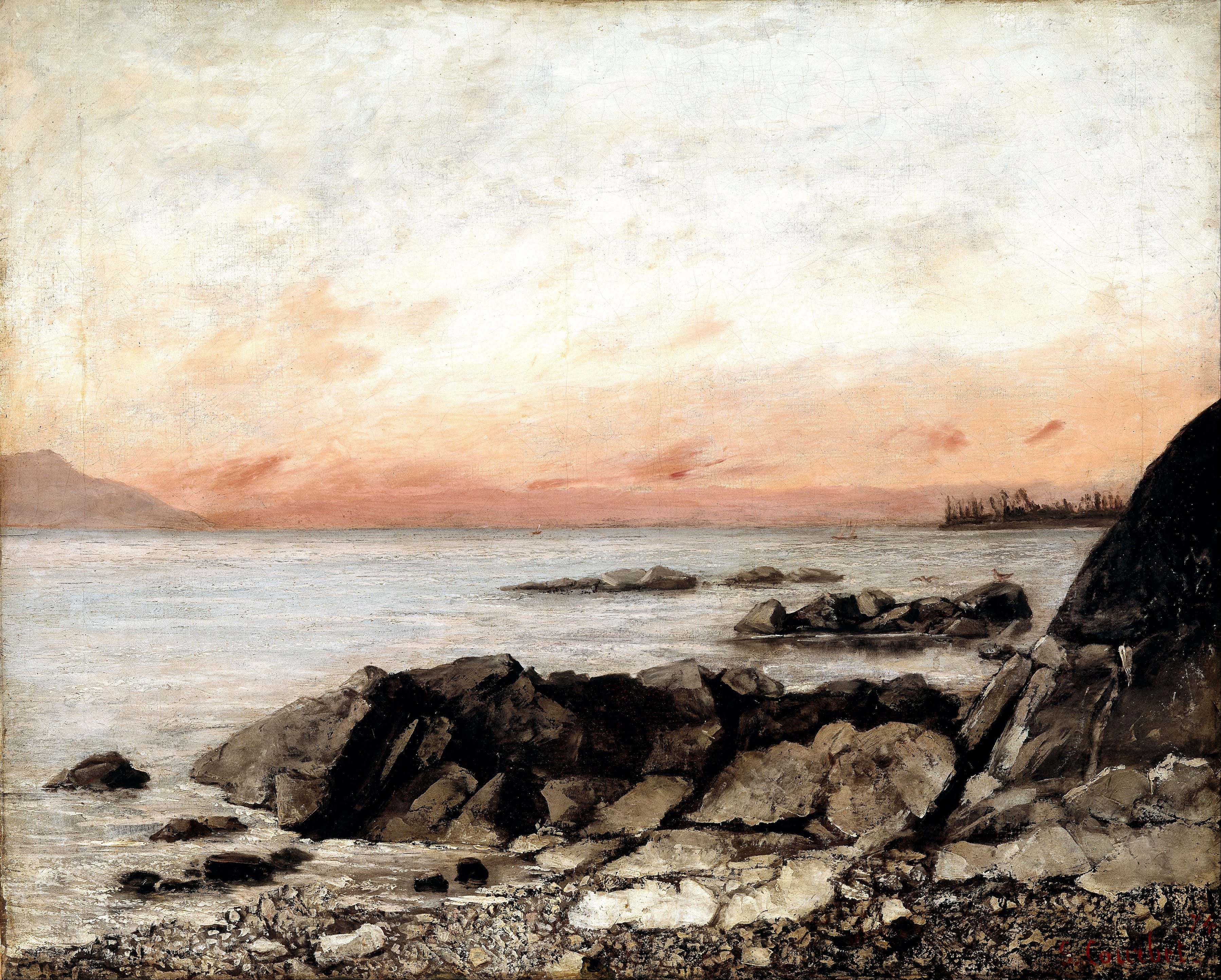 Léman au coucher du soleil - Gustave Courbet