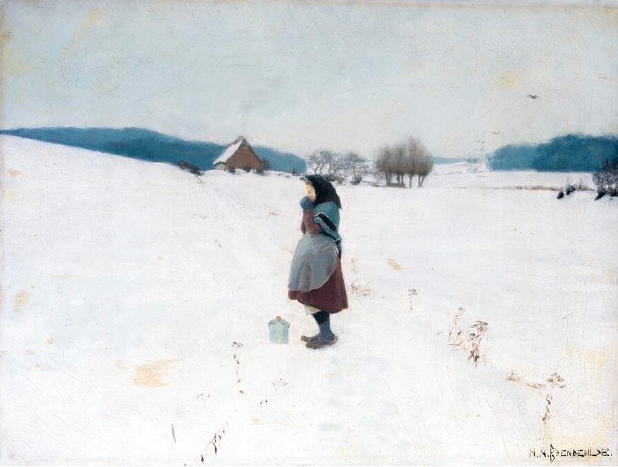 Une promenade dans la neige. - H. A. Brendekilde