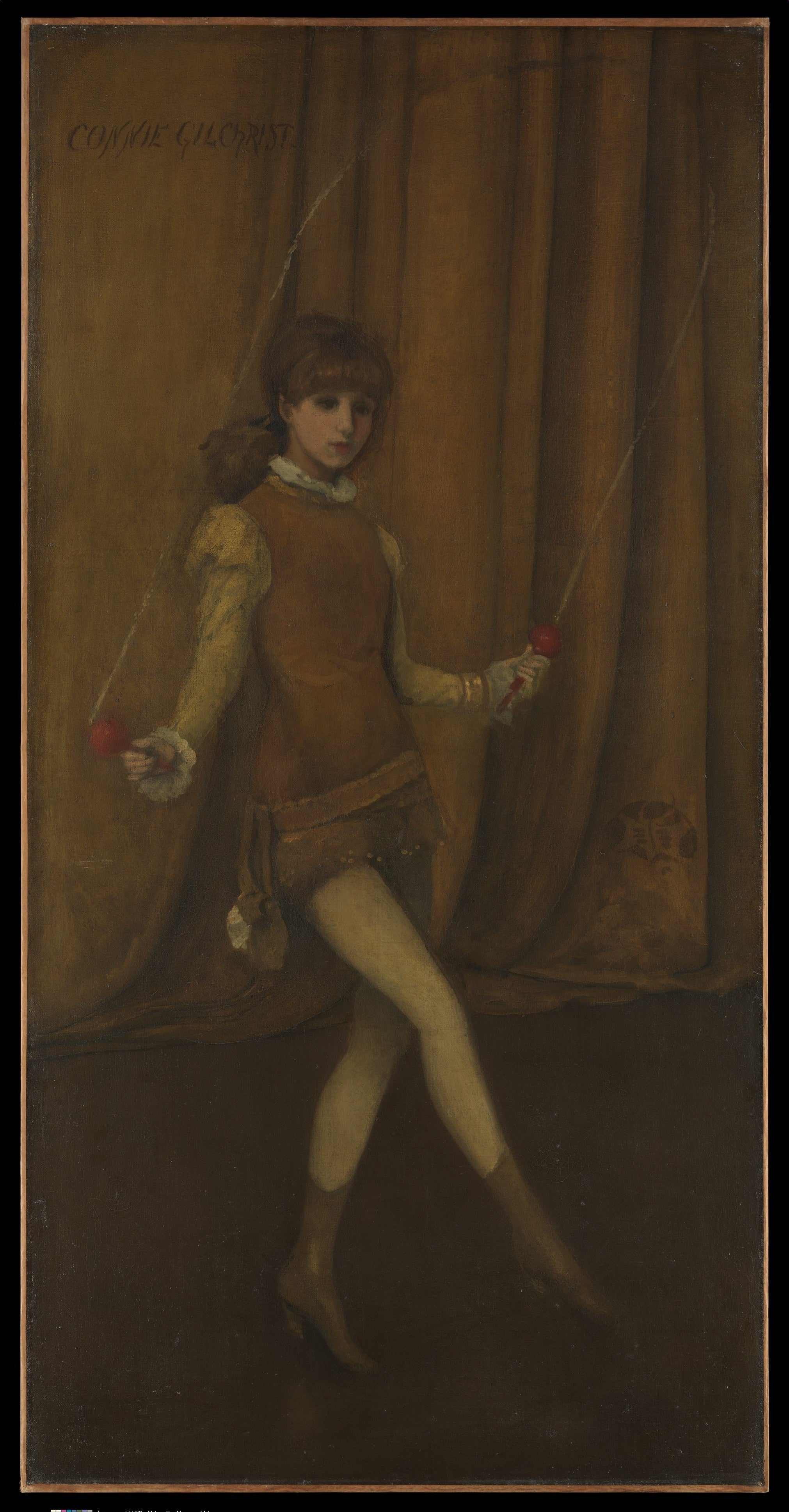 Reproduction du tableau « Harmonie en jaune et or : La fille en or — Connie Gilchrist - James Abbott McNeill Whistler » par Alpha Reproduction en peinture à l’huile