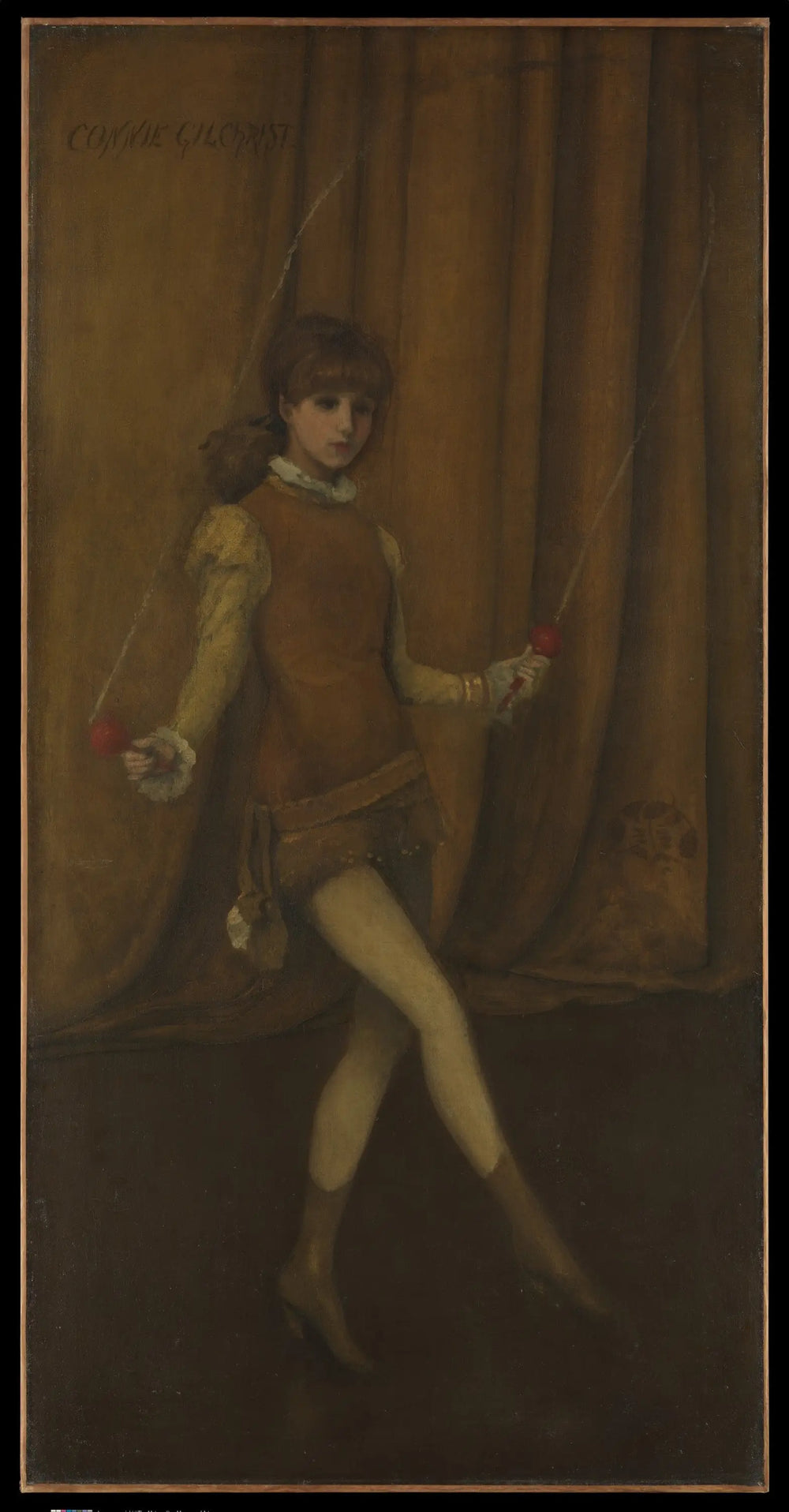 Reproduction du tableau « Harmonie en jaune et or : La fille en or — Connie Gilchrist - James Abbott McNeill Whistler » par Alpha Reproduction en peinture à l’huile