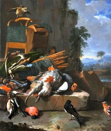 Ölü Doğa Kuşlarıyla (Av Malzemeleri). - Melchior de Hondecoeter