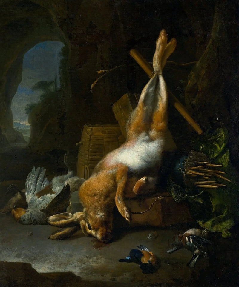Av hayvanı ve av ödülü ile natürmort - Melchior de Hondecoeter