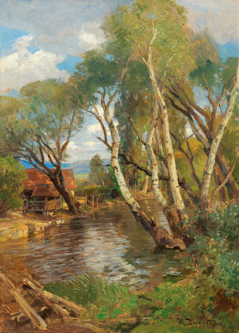 Bouleaux au bord d’un ruisseau de montagne - Hugo Darnaut - Alpha Reproduction