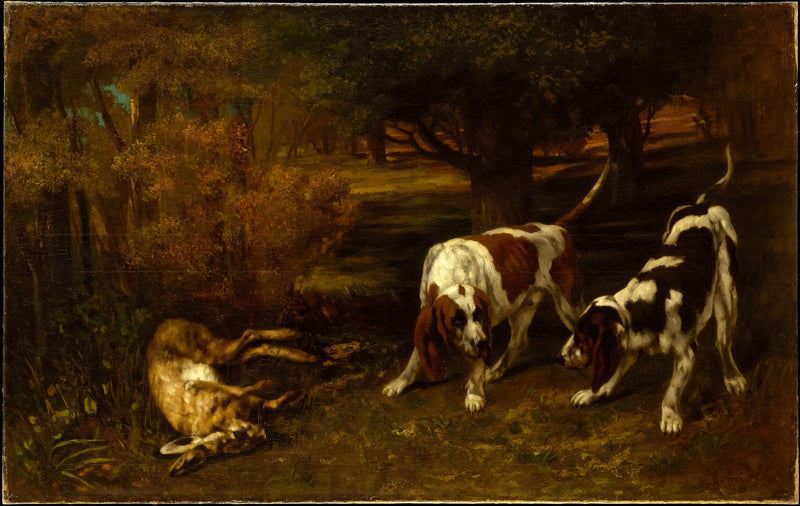 Av Köpekleri ve Ölü Tavşan - Gustave Courbet