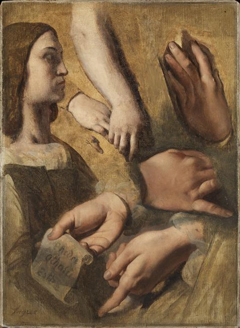 Raphael'in Profili, Raphael'in Elleri, Racine ve Poussin, Homer'in Apotheozu için Çalışmalar - Jean-Auguste-Dominique Ingres
