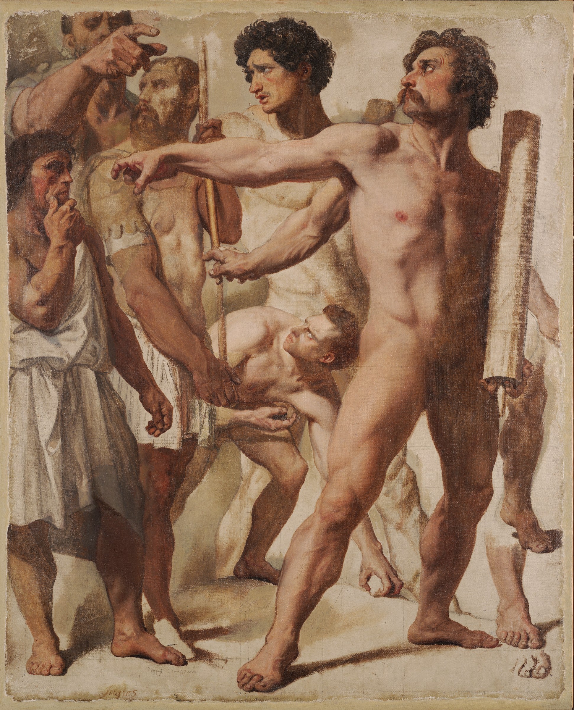 Saint Symphorien'in Şehitliği için Çalışmalar (Liktörler, Taş Atan ve İzleyici) - Jean-Auguste-Dominique Ingres