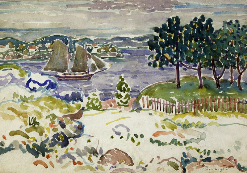 Yelkenli ile Koyu, Maine - Maurice Prendergast