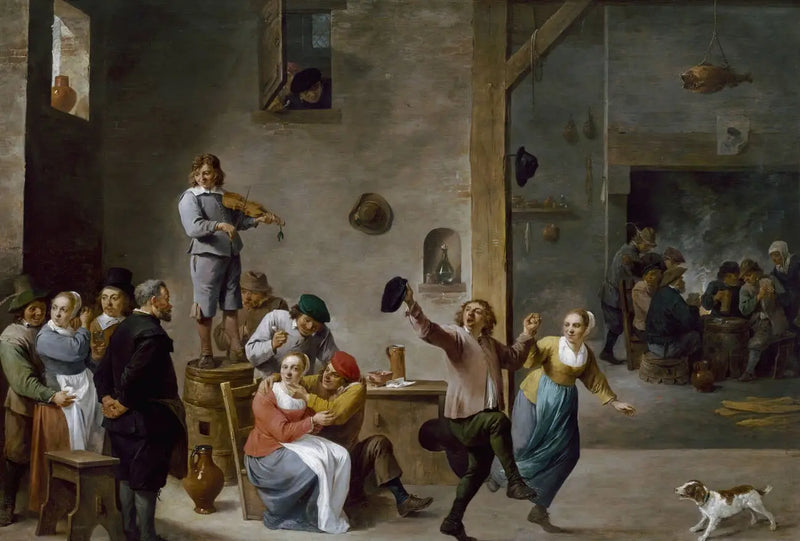 Dansçı Köylülerle Bir Hanın İç Mekanı - David Teniers le Jeune