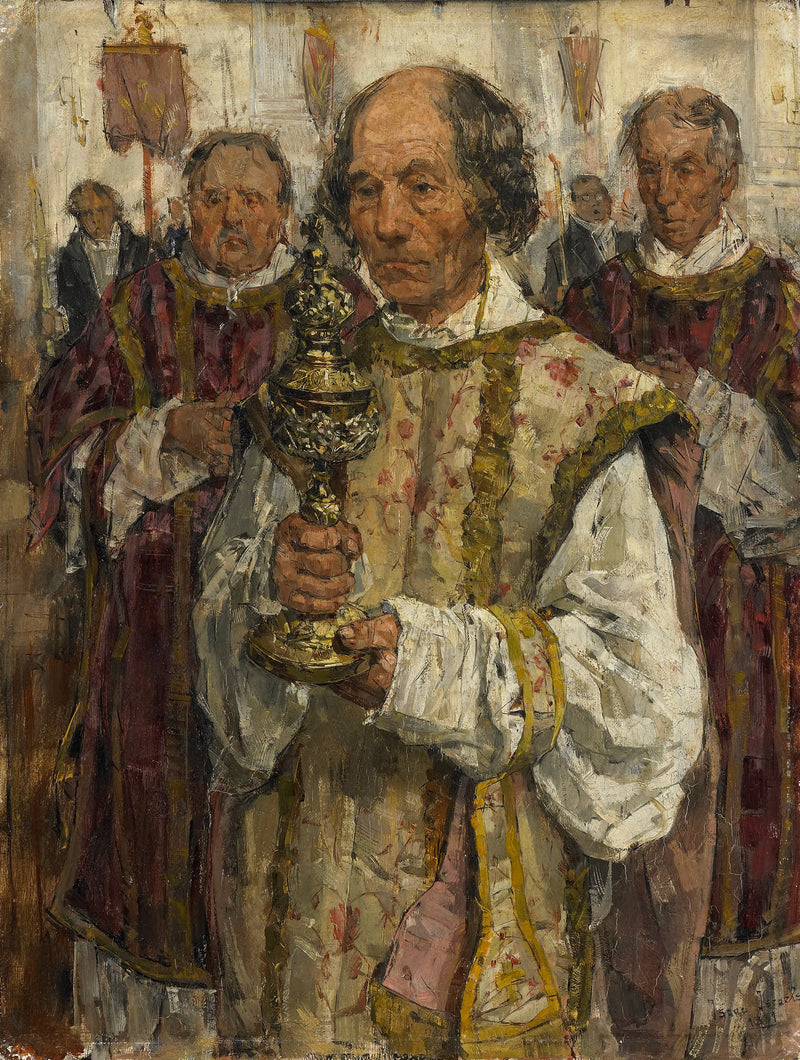 La Haye'deki eski Katolik kilisesinde tören, rahip Cornelis Hendrikus van Vlooten ile - Isaac Israëls