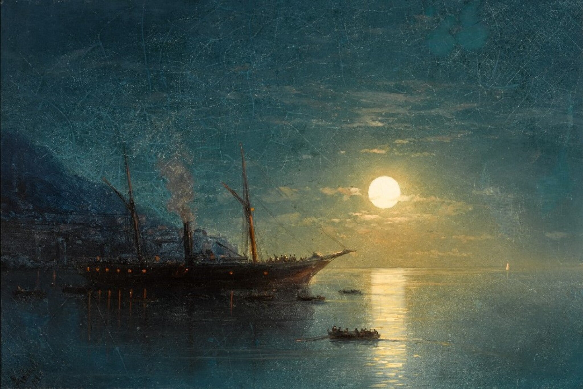 Bateau à vapeur par une nuit de clair de lune - Ivan Aïvazovski