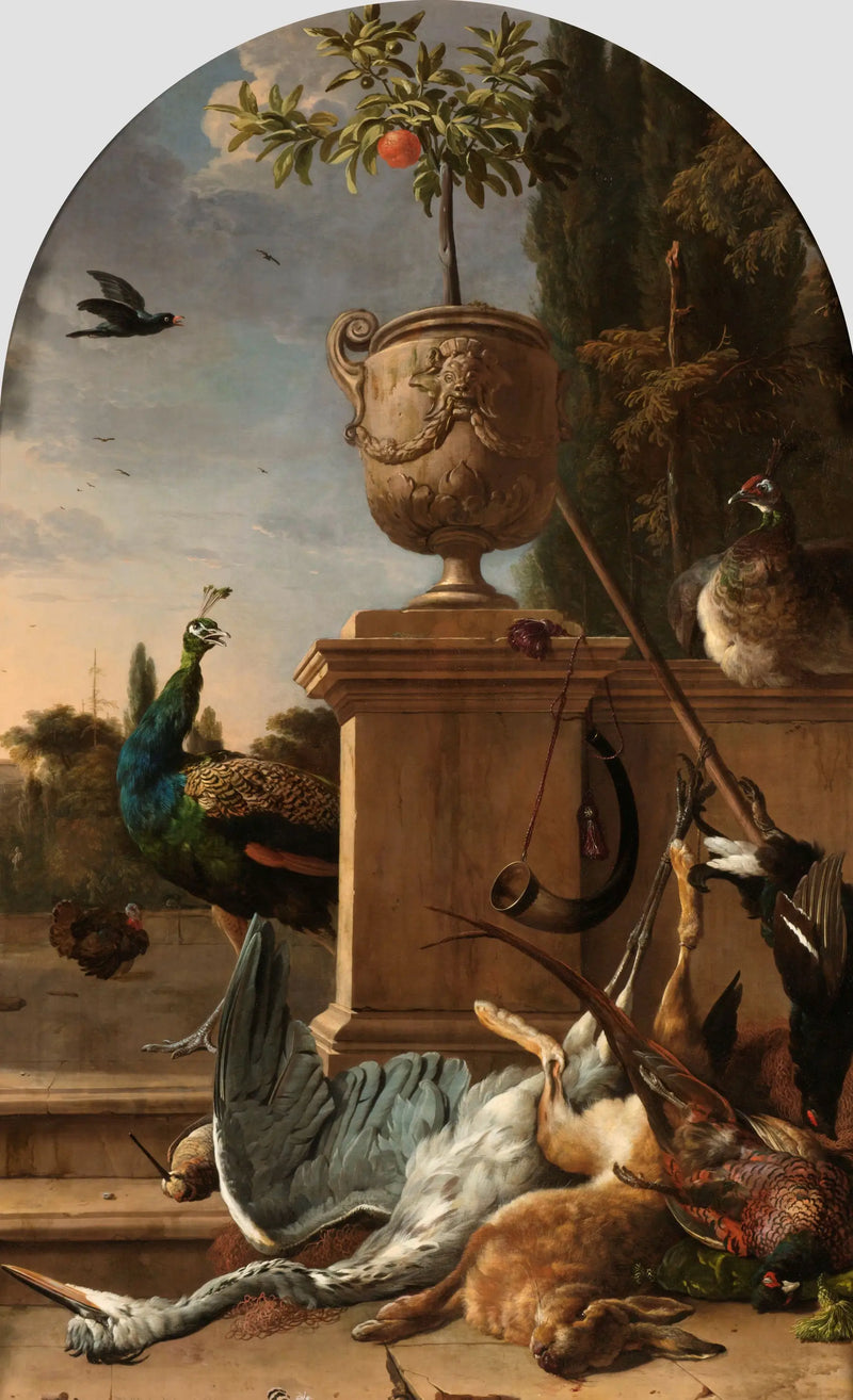 Avcı çantası bir terasta - Melchior de Hondecoeter