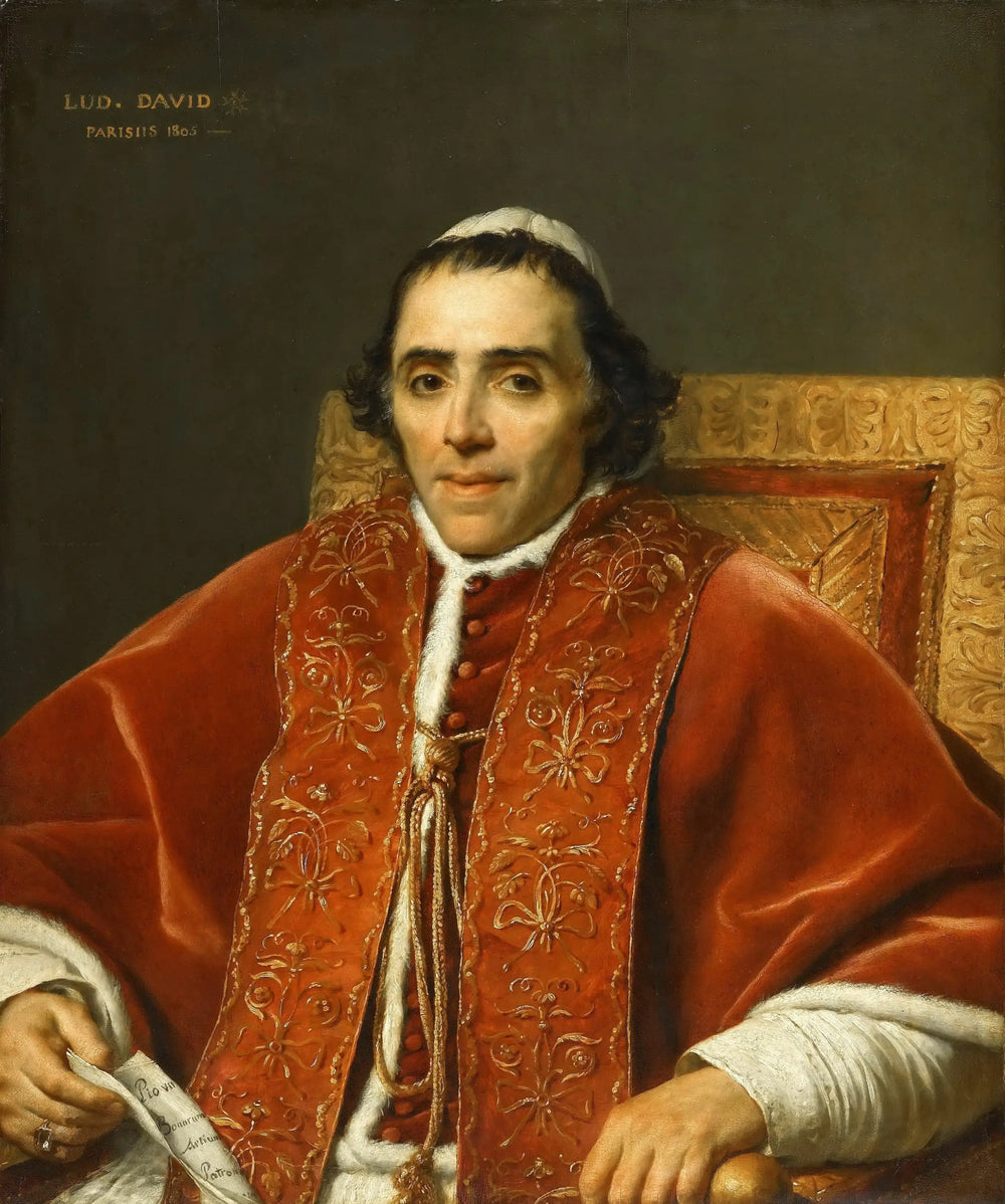 Reproduction du tableau « Portrait du pape Pie VII - Jacques-Louis David » par Alpha Reproduction en peinture à l’huile