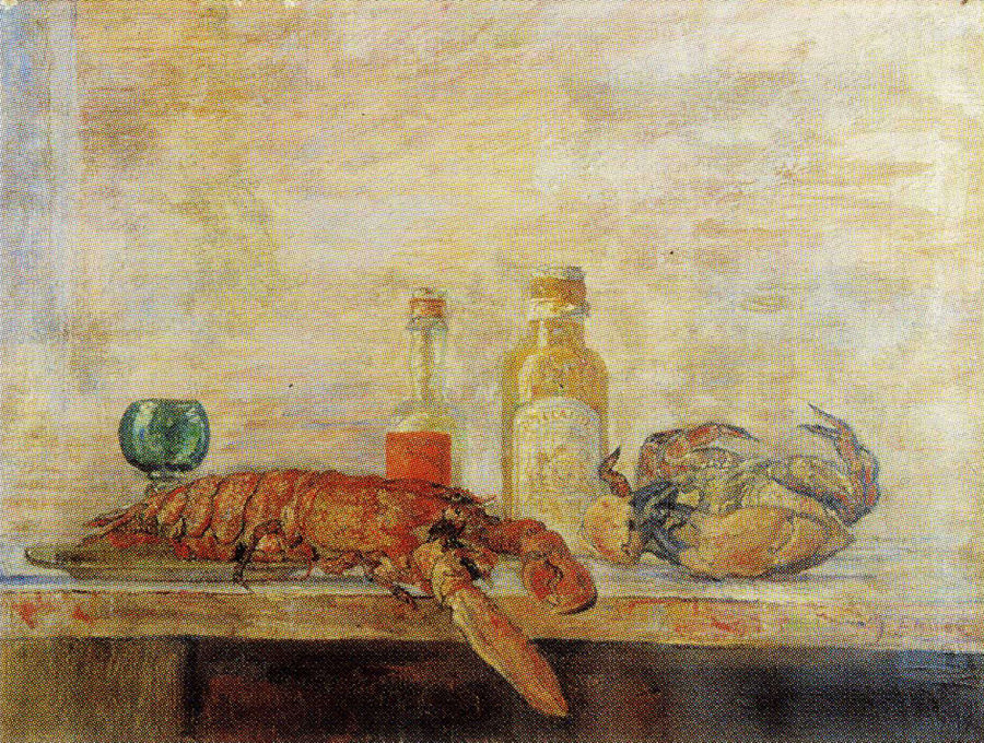 Lobster, Crab and Bottles - James Ensor