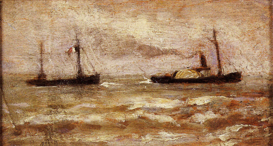 Seascape with Steamer and Sailing Ship - James Ensor