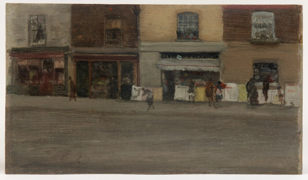 Reproduction du tableau « Boutiques de Chelsea - James Abbott McNeill Whistler » par Alpha Reproduction en peinture à l’huile