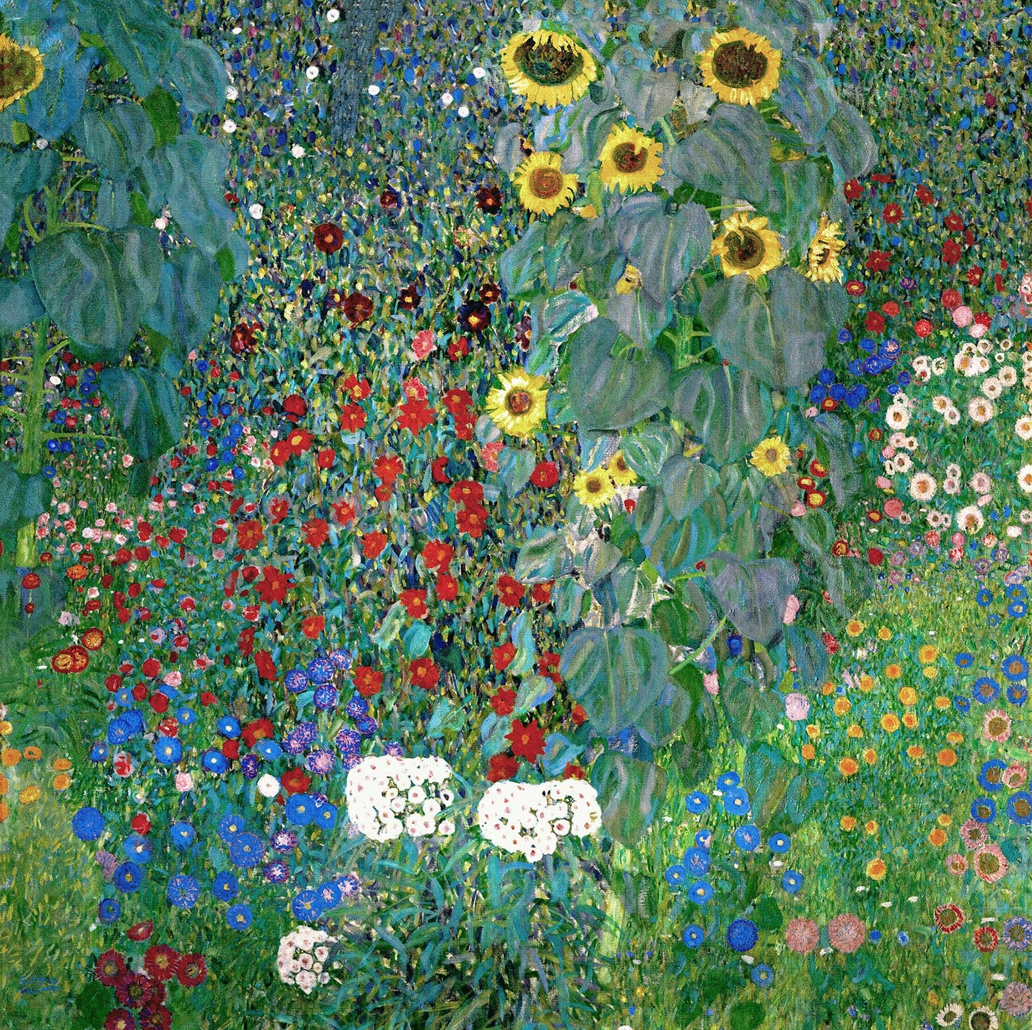 🌻✨ Ayçiçekleriyle kırsal bahçe – Gustav Klimt (yaklaşık 1905–1907)