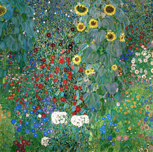 🌻✨ Ayçiçekleriyle kırsal bahçe – Gustav Klimt (yaklaşık 1905–1907)