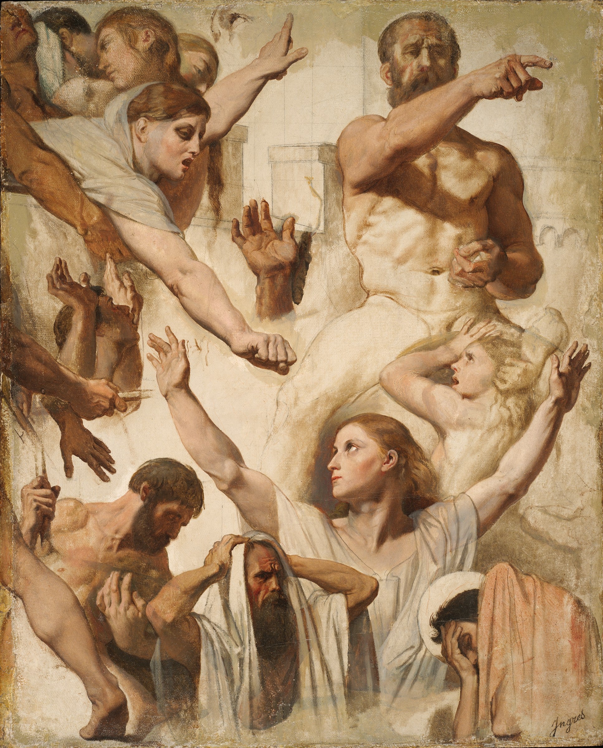Saint Symphorien'in Şehitliği için Çalışmalar (Aziz, Anne ve Prokonsül) - Jean-Auguste-Dominique Ingres