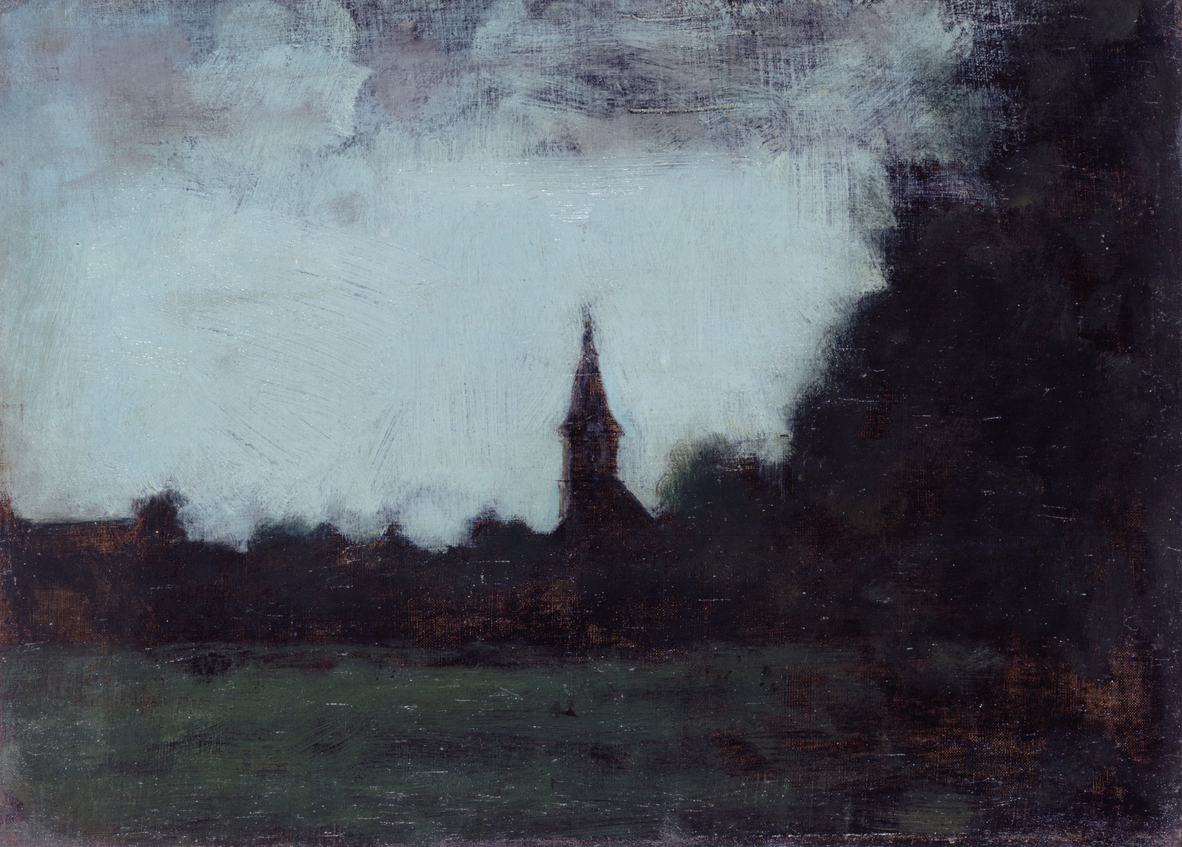 Paysage d'Alsace, le clocher de Bernwiller - Jean-Jacques Henner