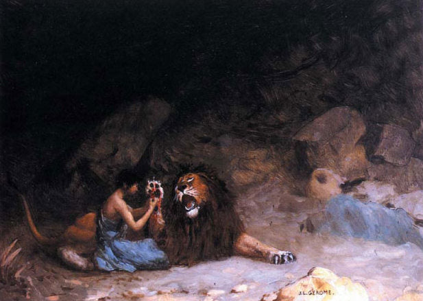 Reproduction du tableau « Androclès - Jean-Léon Gérôme » par Alpha Reproduction en peinture à l’huile