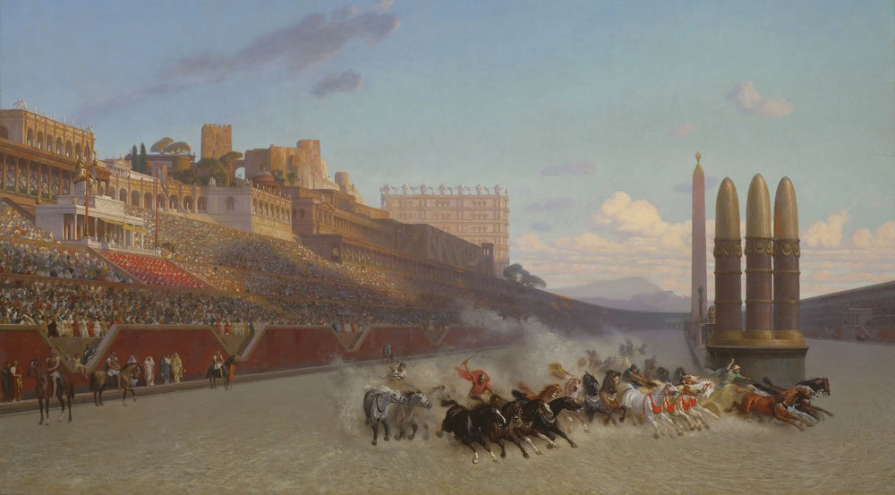 Reproduction du tableau « Course de chars - Jean-Léon Gérôme » par Alpha Reproduction en peinture à l’huile