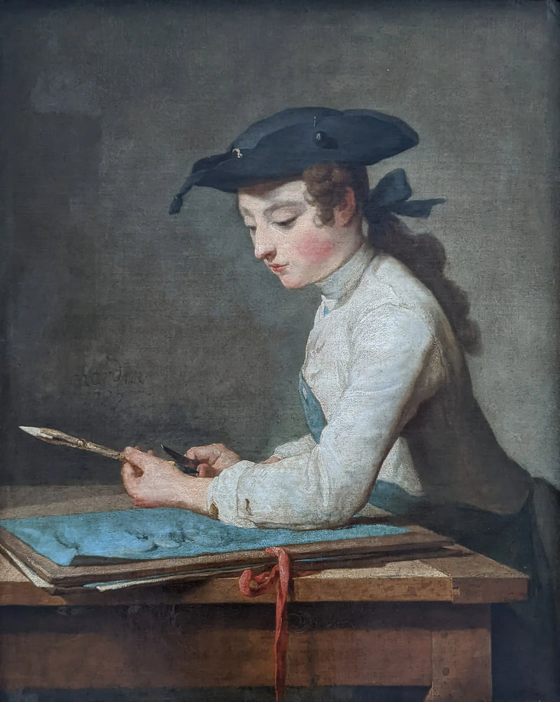 Genç Çizer Kalemini Kesiyor - Jean Simeón Chardin