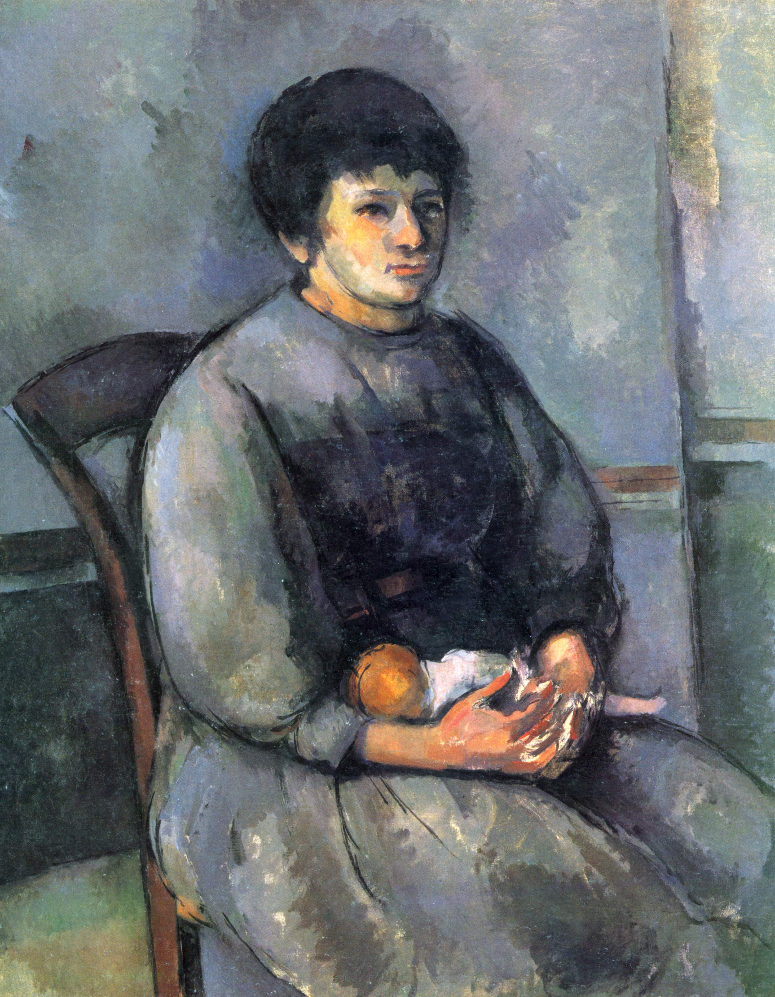 Reproduction du tableau « Jeune fille à la poupée - Paul Cézanne » par Alpha Reproduction en peinture à l’huile