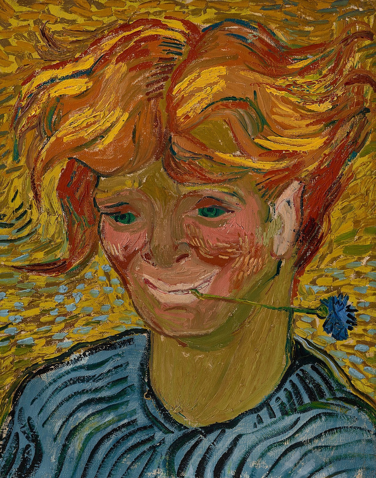 Maviçiçekli Genç Adam - Vincent van Gogh