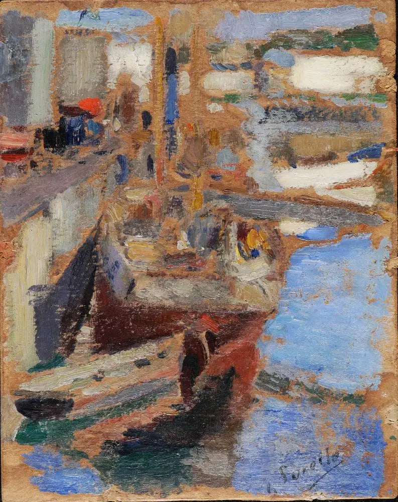 İki tekne iskelede - Joaquín Sorolla