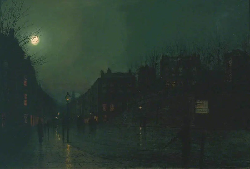 Heath Street Manzarası Gece - John Atkinson Grimshaw