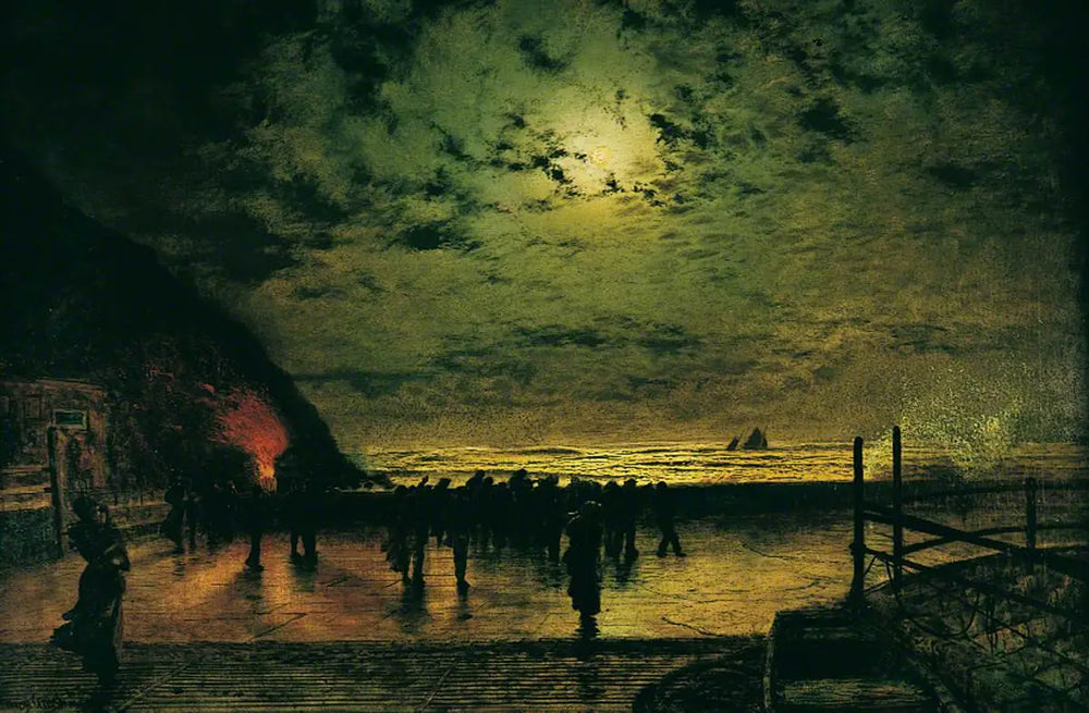 « Burning Off » un bateau de pêche à Scarborough - John Atkinson Grimshaw - Alpha Reproduction